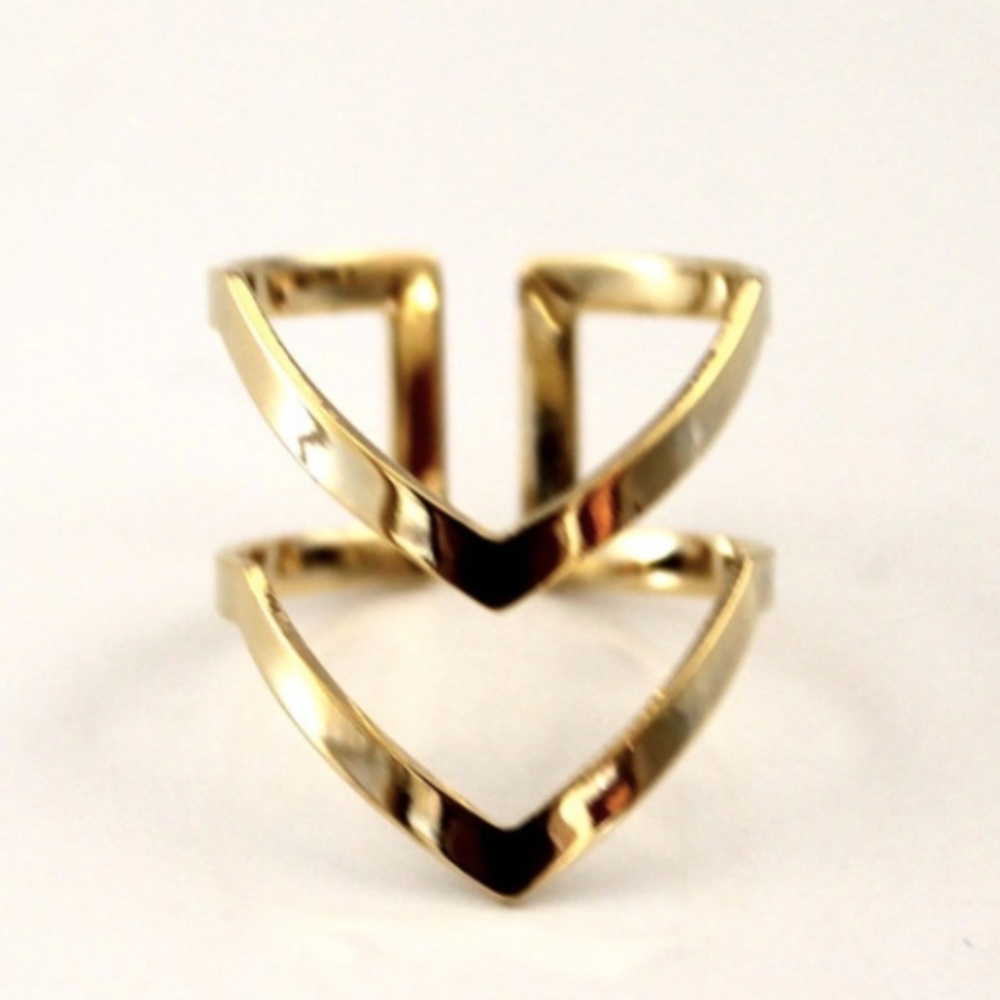 💫5 for $25 Gold Urban Outfitters Chevron Ring - Picture 2 of 2